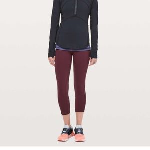 Lululemon Pace Rival Crop Adobe Burgundy Red Leggings Mesh Side & Back Pockets 6